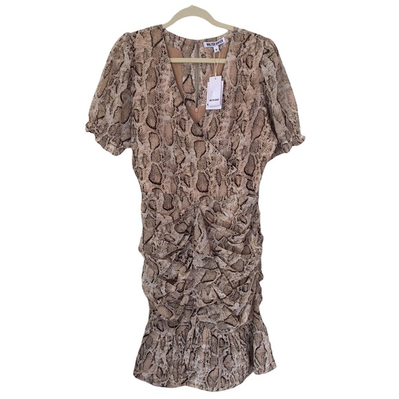 NWT WALTER BAKER TREYTON MINI DRESS | Python, Snakeskin Print | Ruched | SZ 4, 8 - Picture 3 of 8